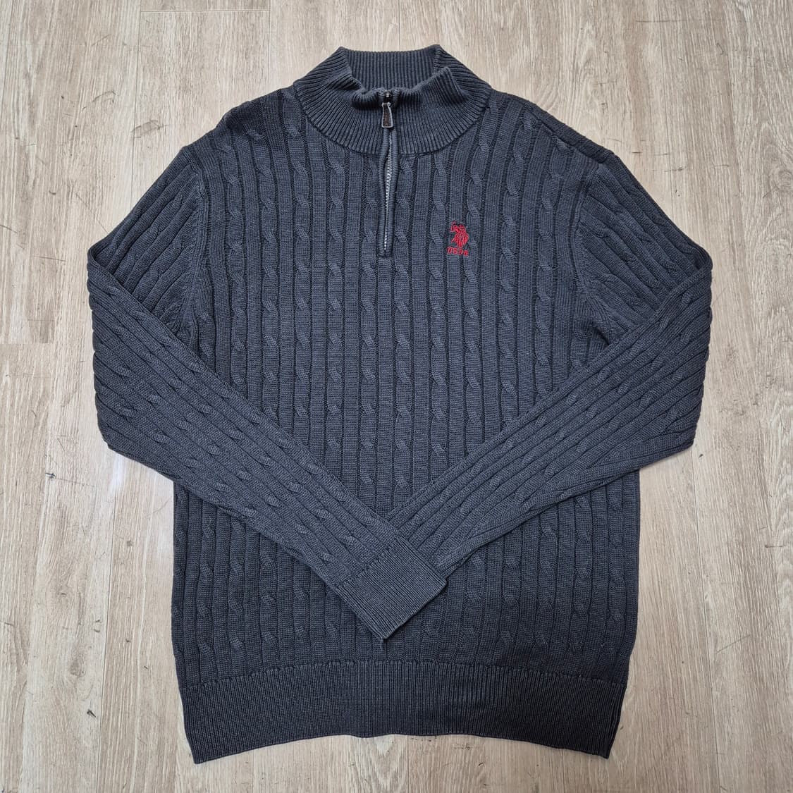 US 폴로 아센 스몰포니 꽈배기 반집업 니트 상품이미지1