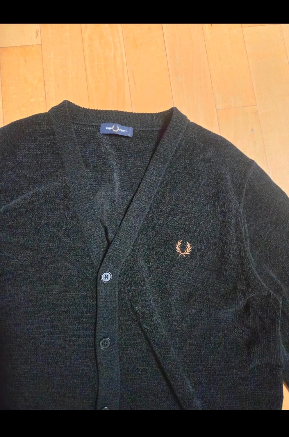 프레드페리 블랙 배색 가디건 xl 상품이미지2