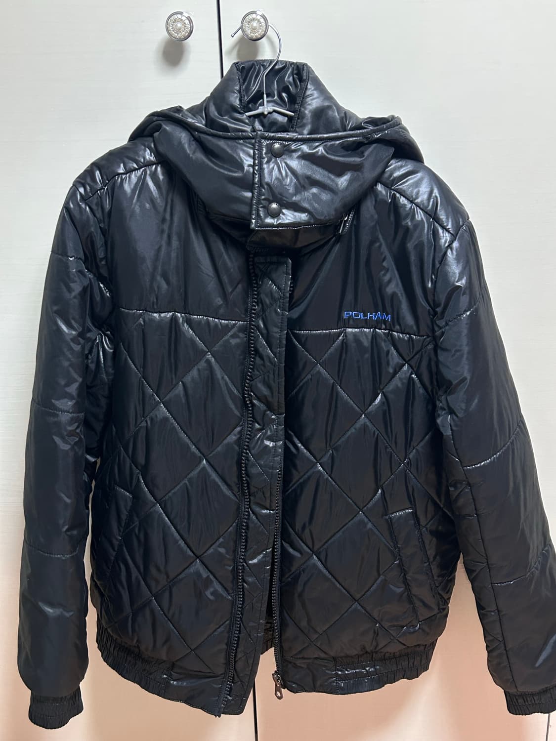 폴햄 블랙 후드 퀼팅 패딩 100 상품이미지1