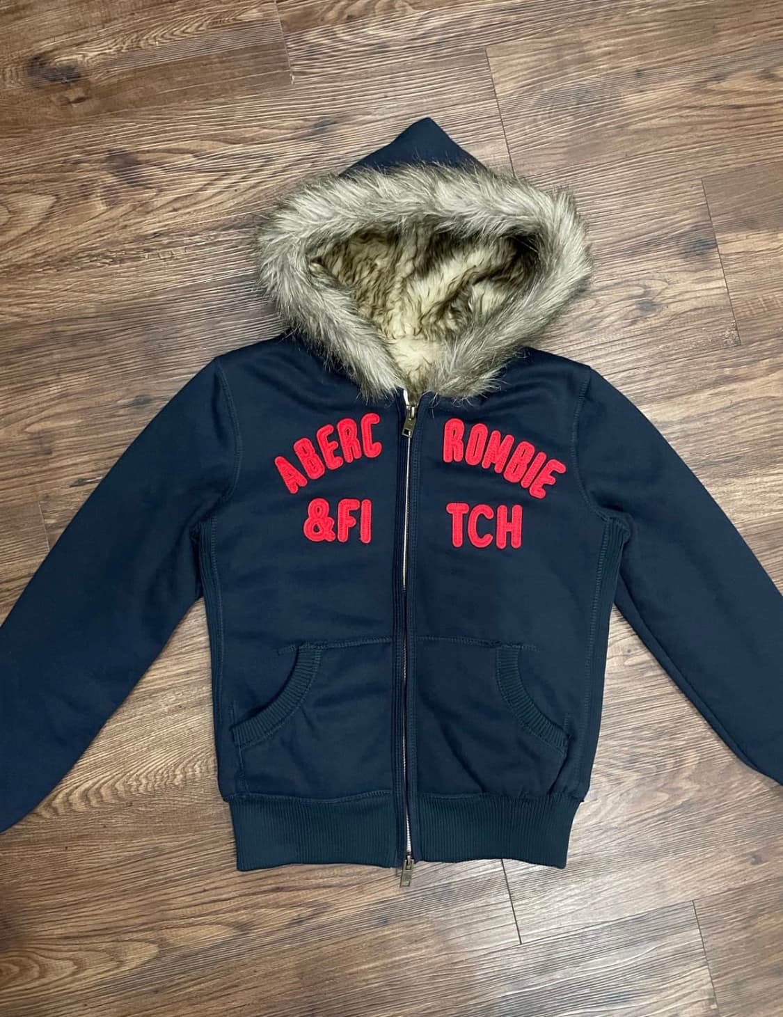 아베크롬비 울프죠 후드집업 퍼자켓 네이비 상품이미지2
