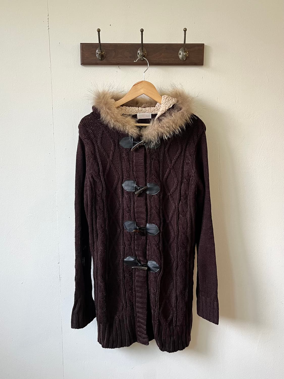 Chou 라쿤 퍼 스웨터 후드 상품이미지1