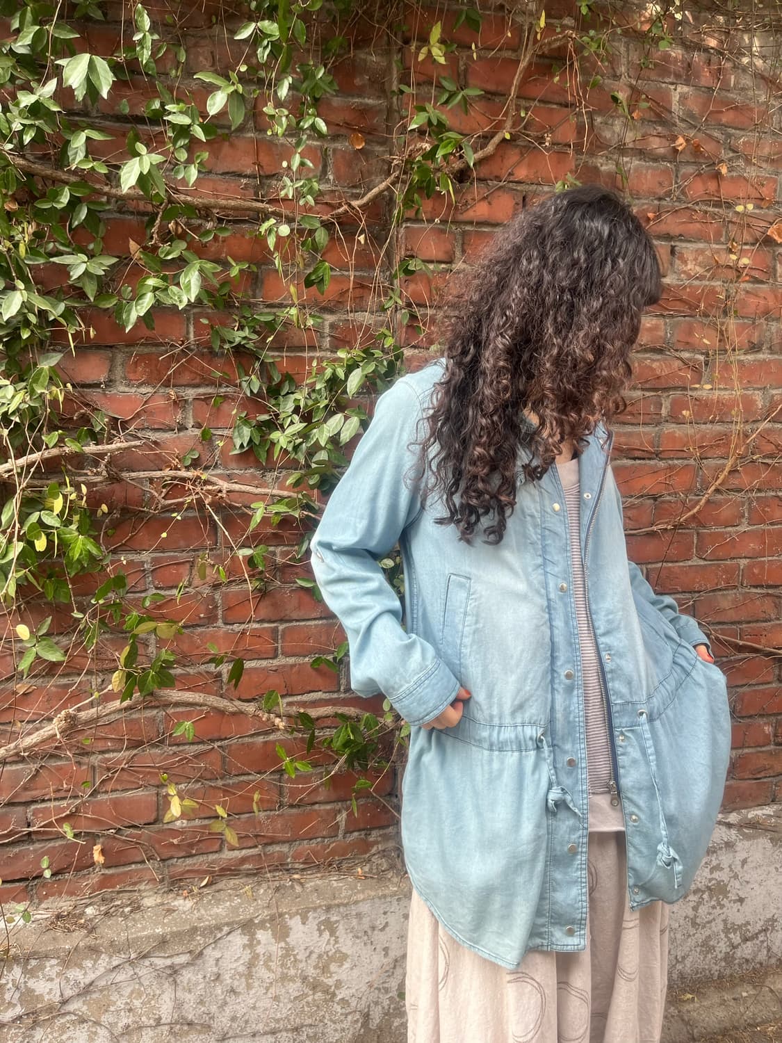 연청 데님 컬러 면 후드 자켓 상품이미지3