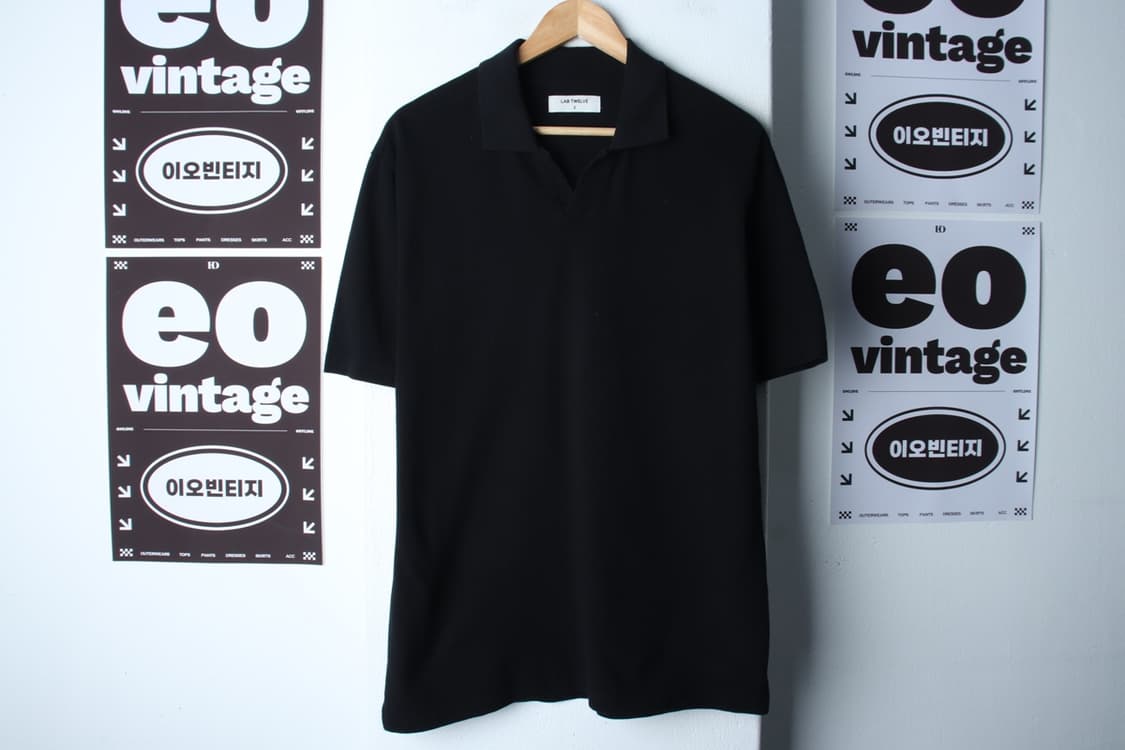 (L-XL) 랩12 반팔 카라 티셔츠 무지 블랙 기본-H32831 상품이미지2