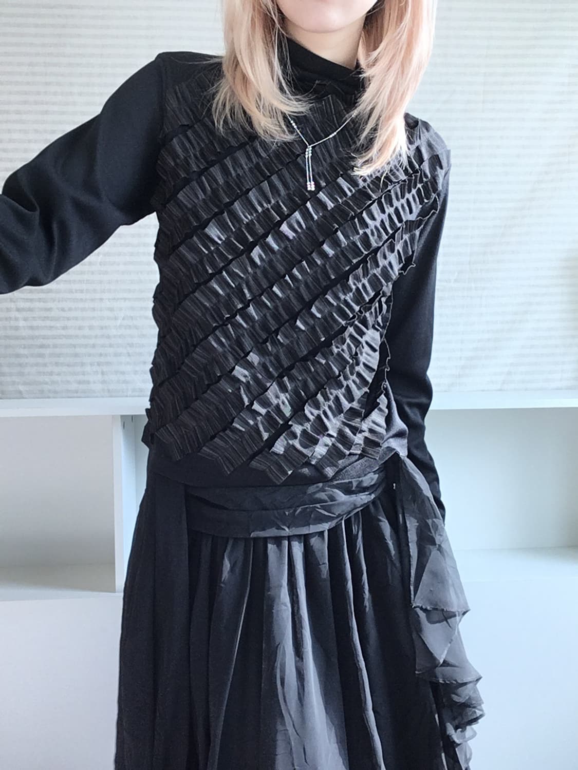 jpn vintage khaki stripe frill pullover  상품이미지7