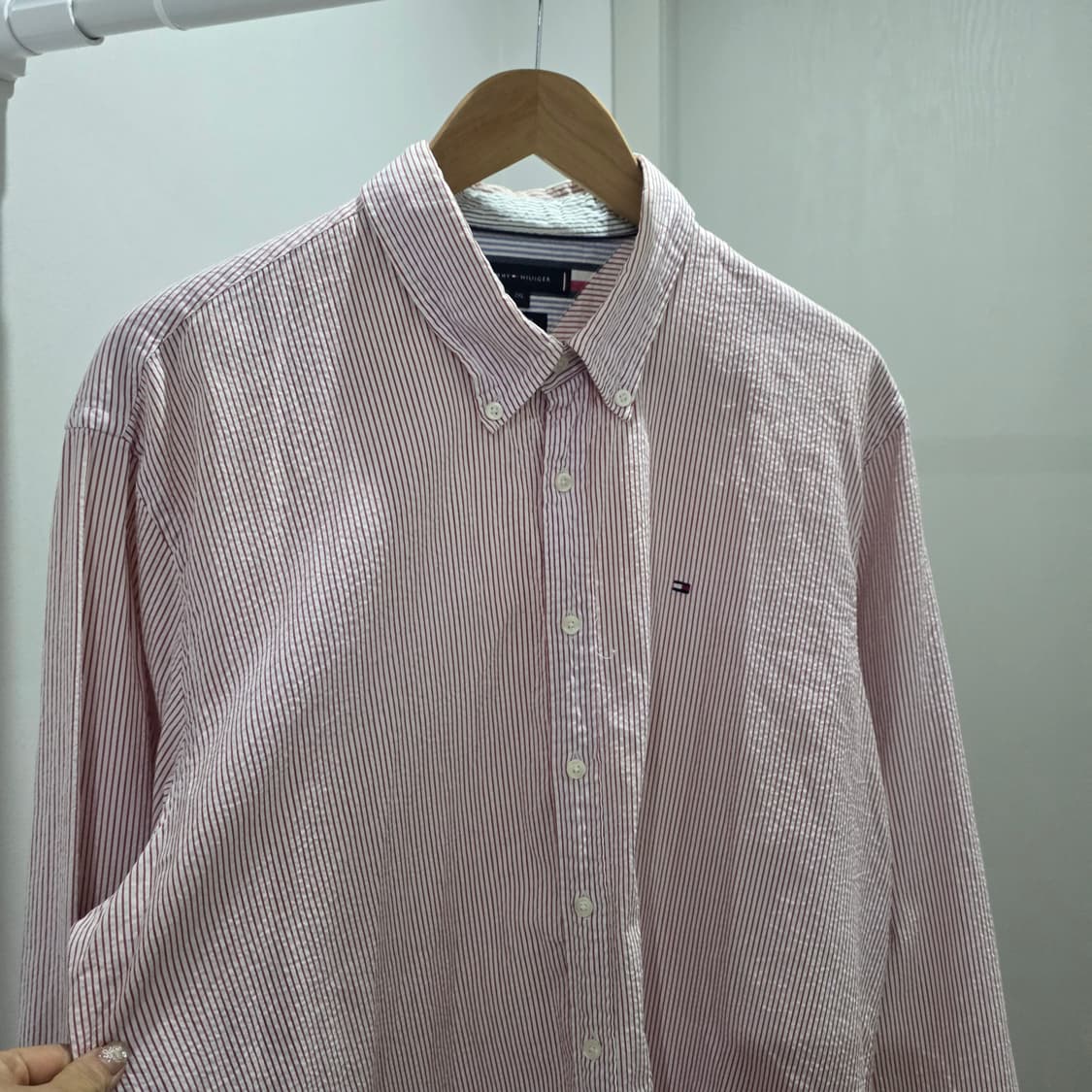 타미힐피거 핑크 스트라이프 셔츠 2XL 상품이미지6