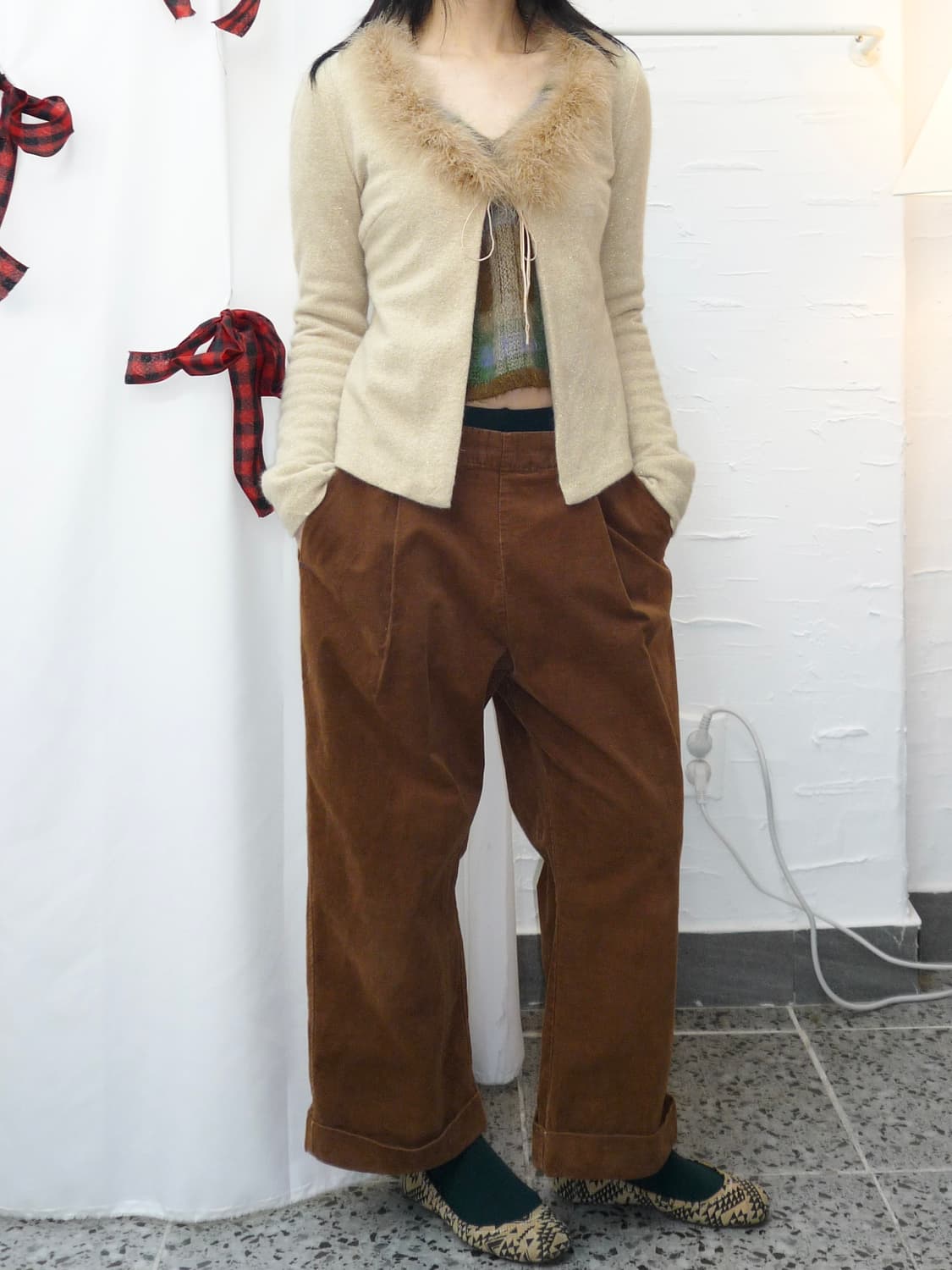 Fur ivory sparkle cardigan 상품이미지2