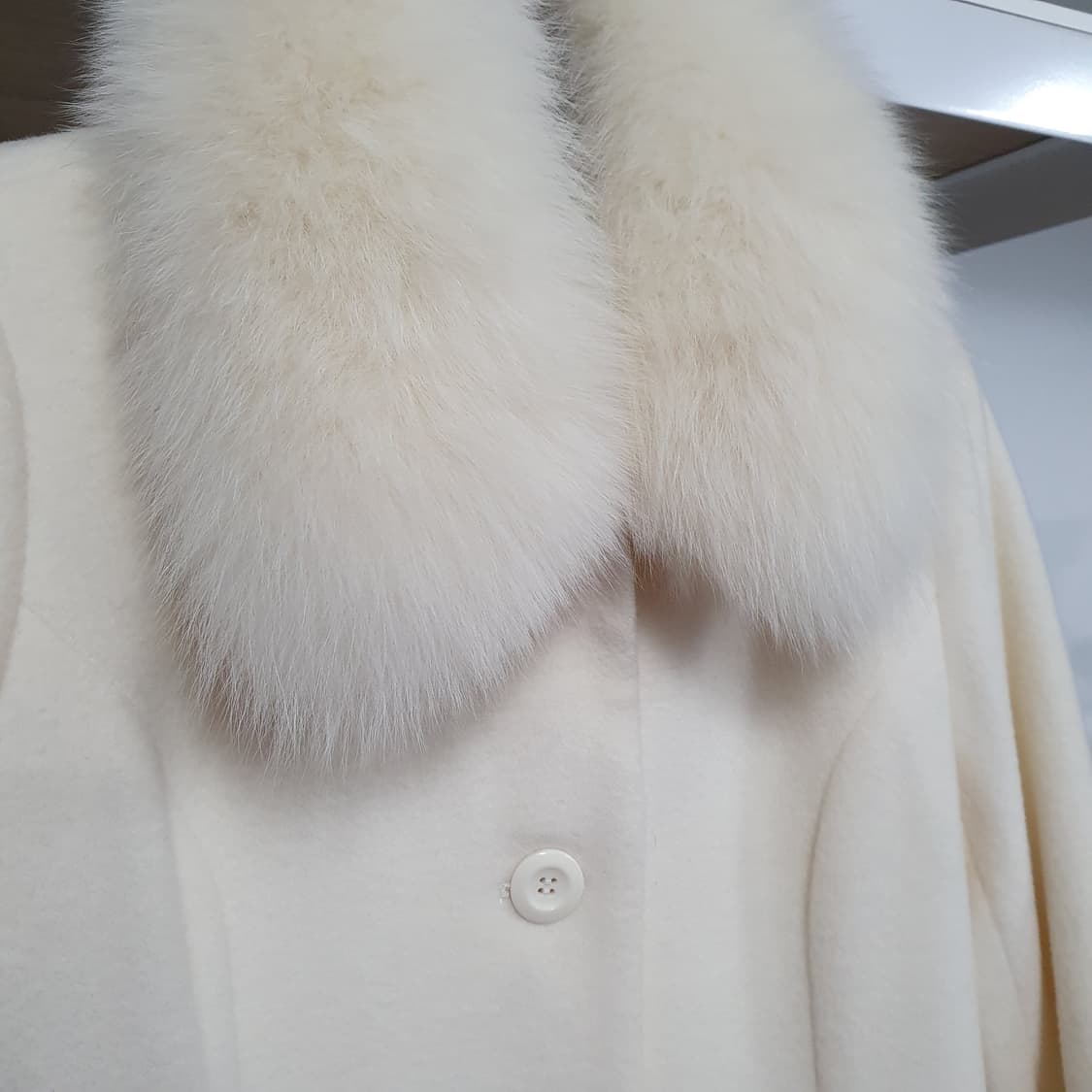 빈티지 아이보리 폭스퍼 롱 코트 상품이미지3