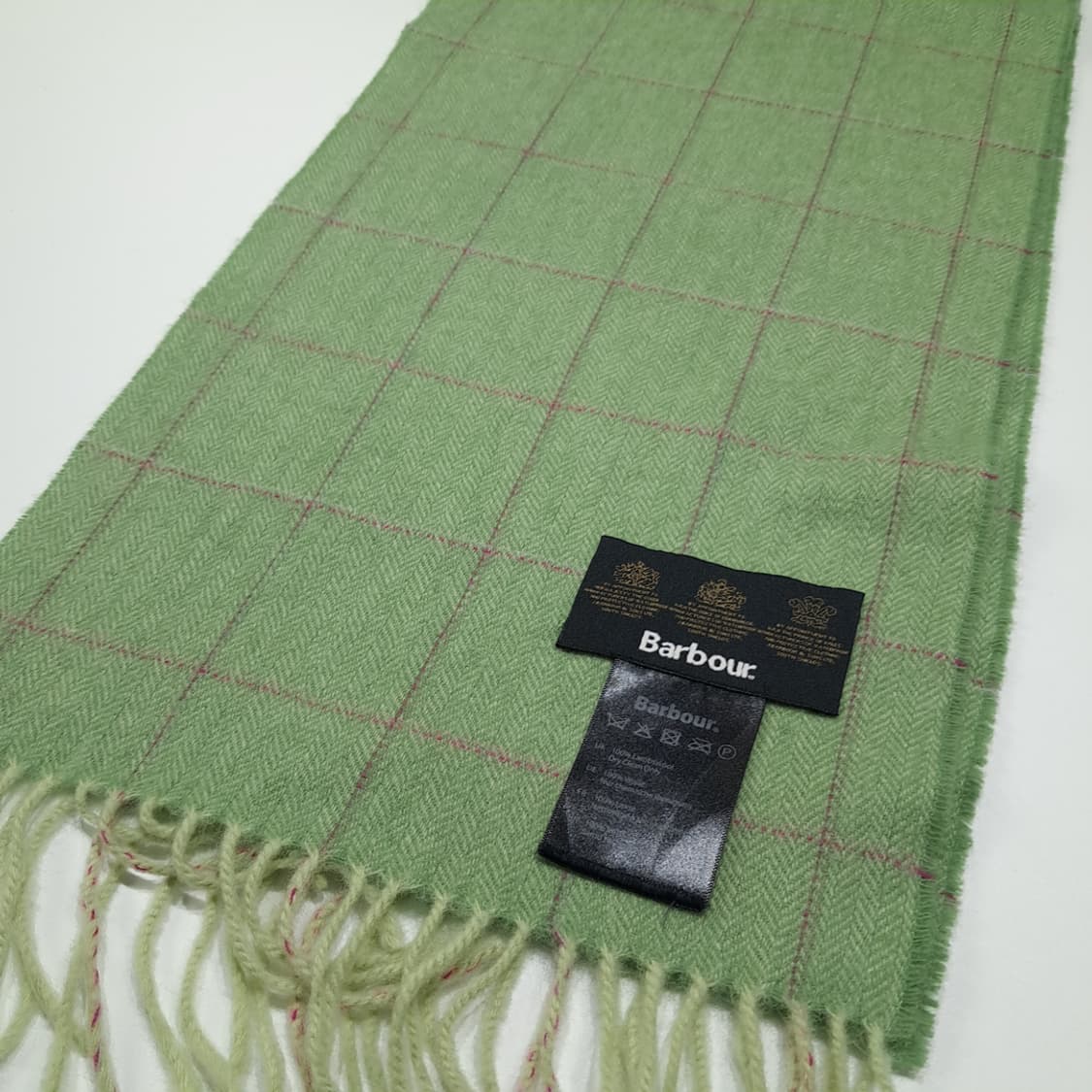 MX602 바버 90s 램스울 헤링본체크 그린 머플러 목도리 상품이미지4