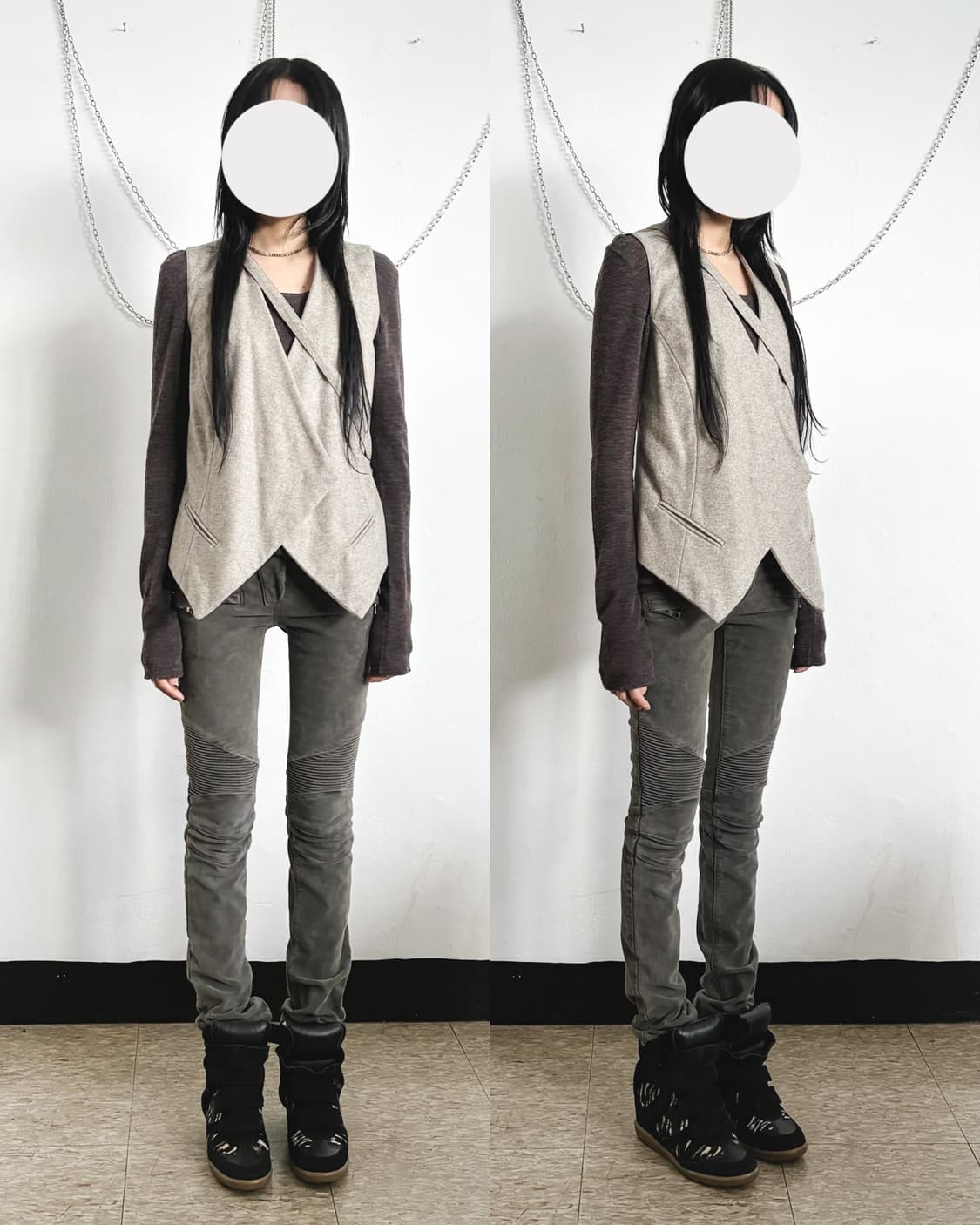 하이더아커만 사선 본디지 레이어드 울 베스트 상품이미지4