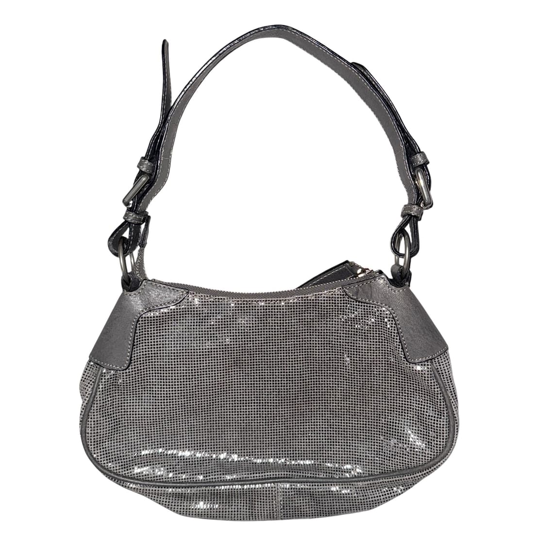 Metal Grey Leather Bag italy vintage 상품이미지1