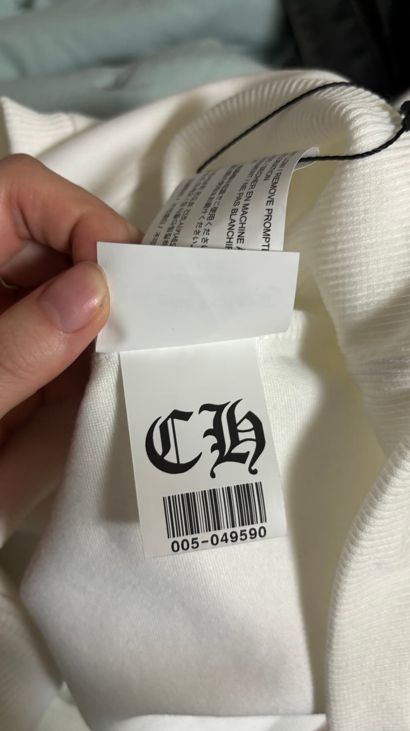 [네고가능] 빈티지 크롬하츠 오프숄더 맨투맨 화이트 상품이미지6