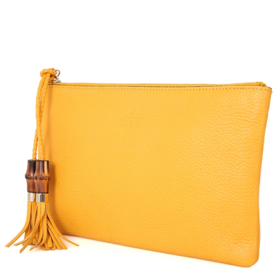 구찌 뱀부 테슬 클러치 지퍼 파우치 376854 옐로우 상품이미지2