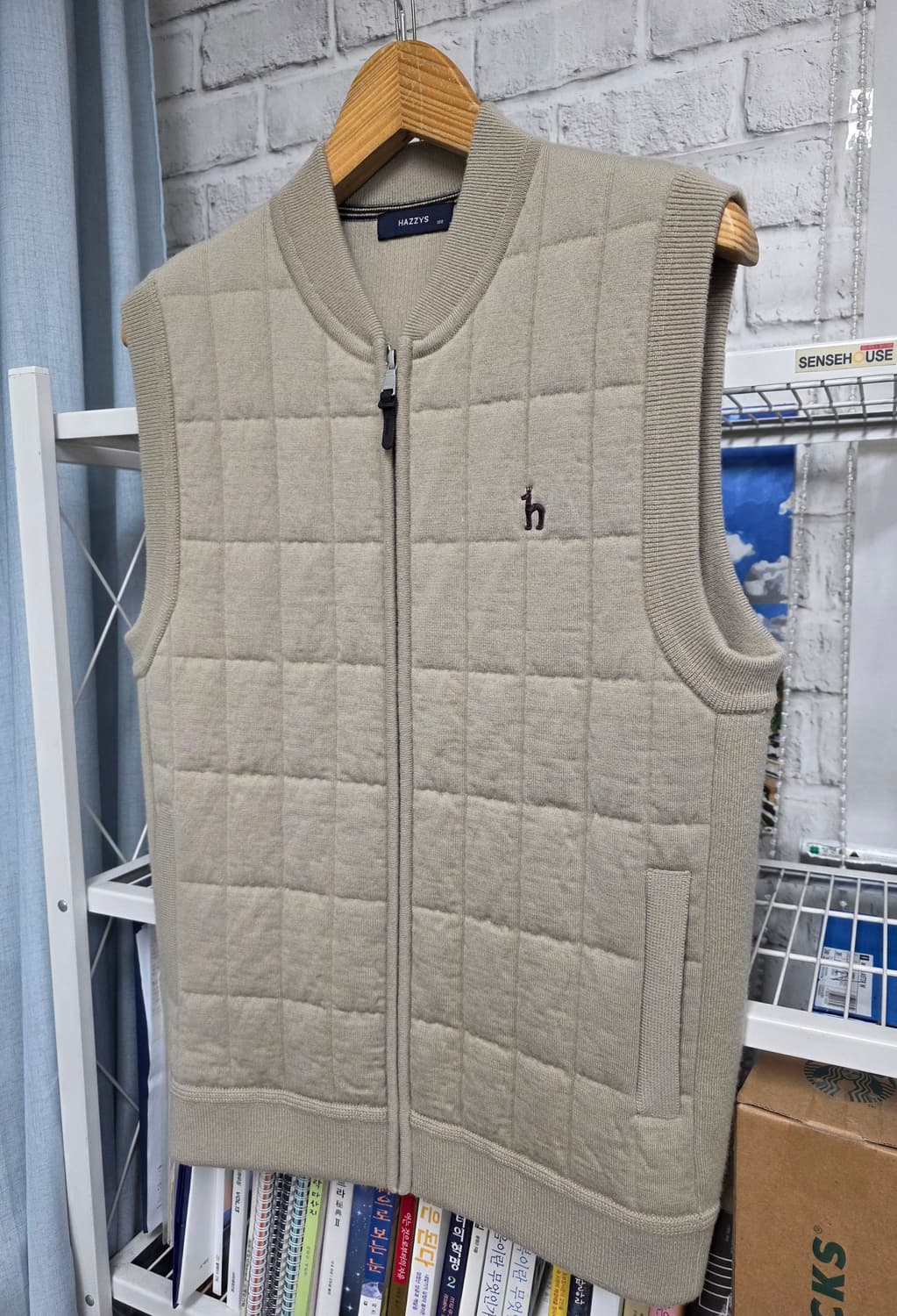 헤지스 남성조끼 100 겨울니트조끼 울 퀼팅 풀집업 베스트 MM23 상품이미지2