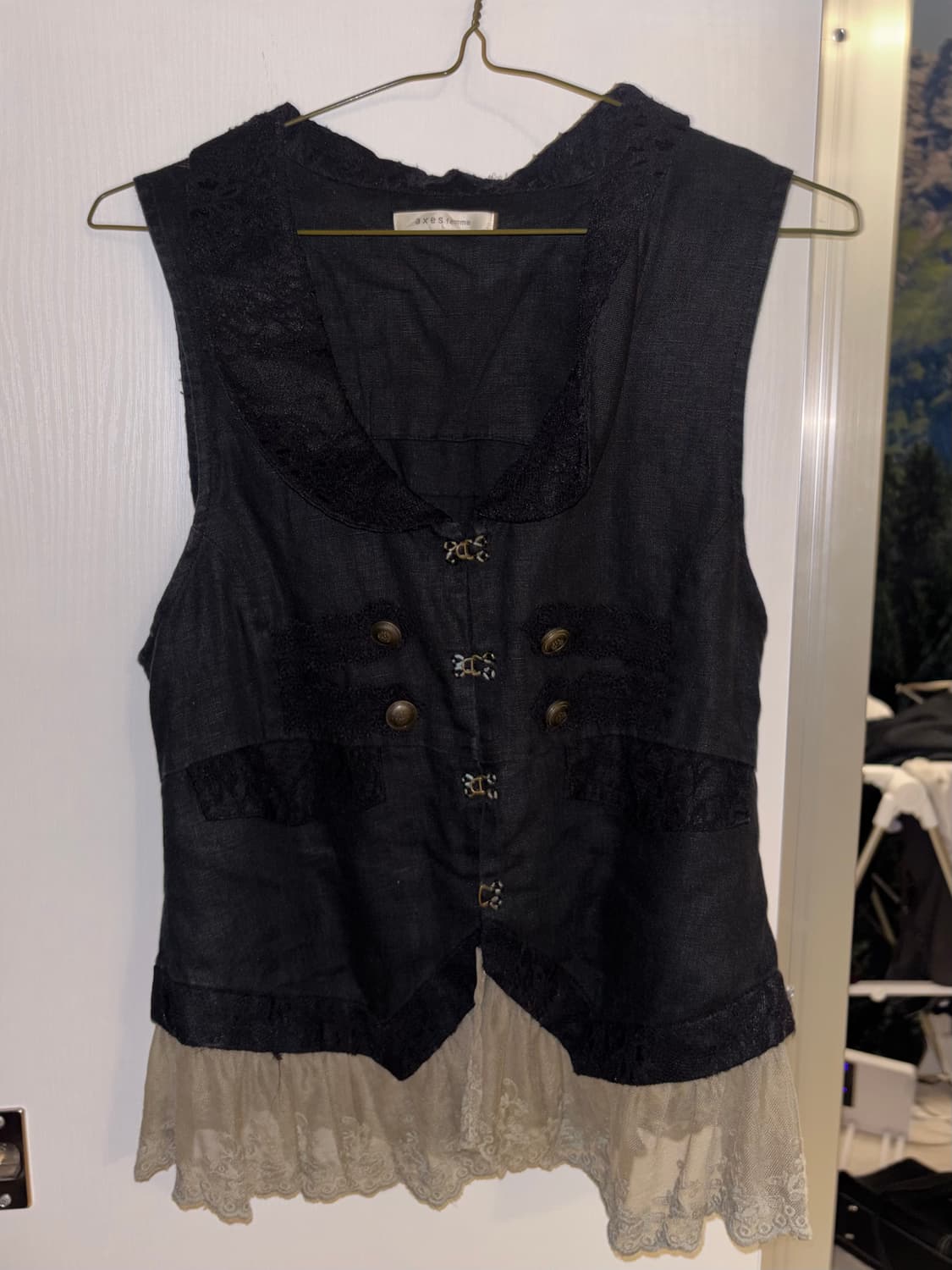 엑시즈 팜 레이스 포인트 빈티지 베스트 상품이미지1