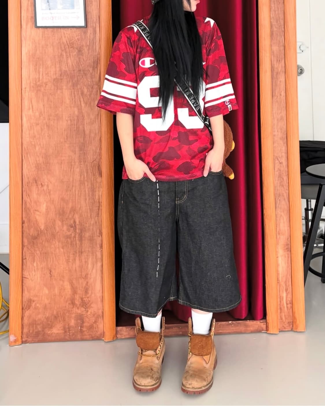 베이프 챔피온 레드 카모 럭비티 상품이미지3