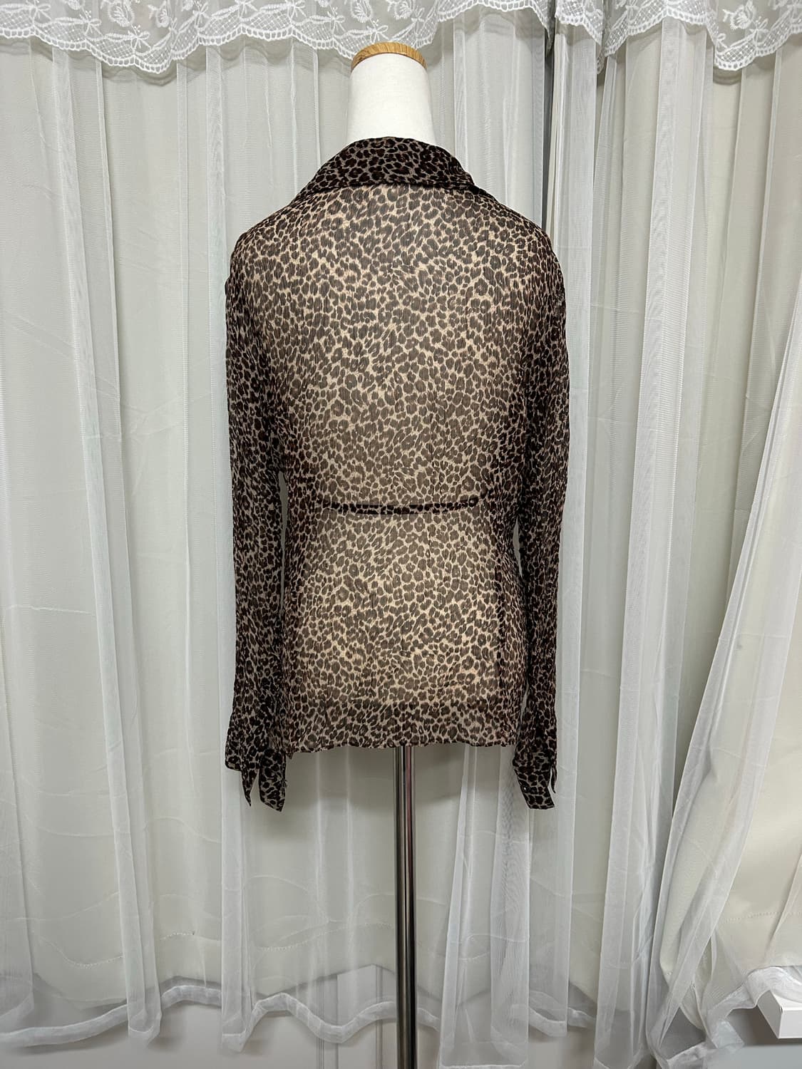 오네가루 레오파드 시스루 섹시 셔츠 상품이미지2