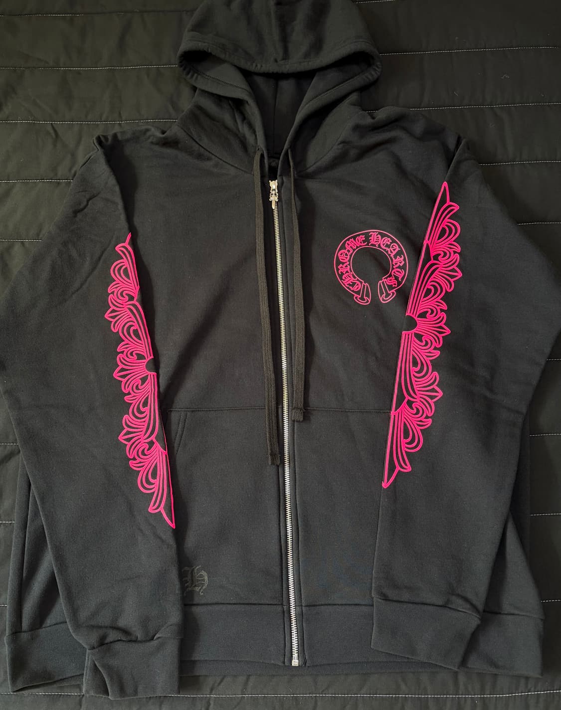 크롬하츠 홀스슈 플로랄 후드 집업 블랙핑크 L 상품이미지1