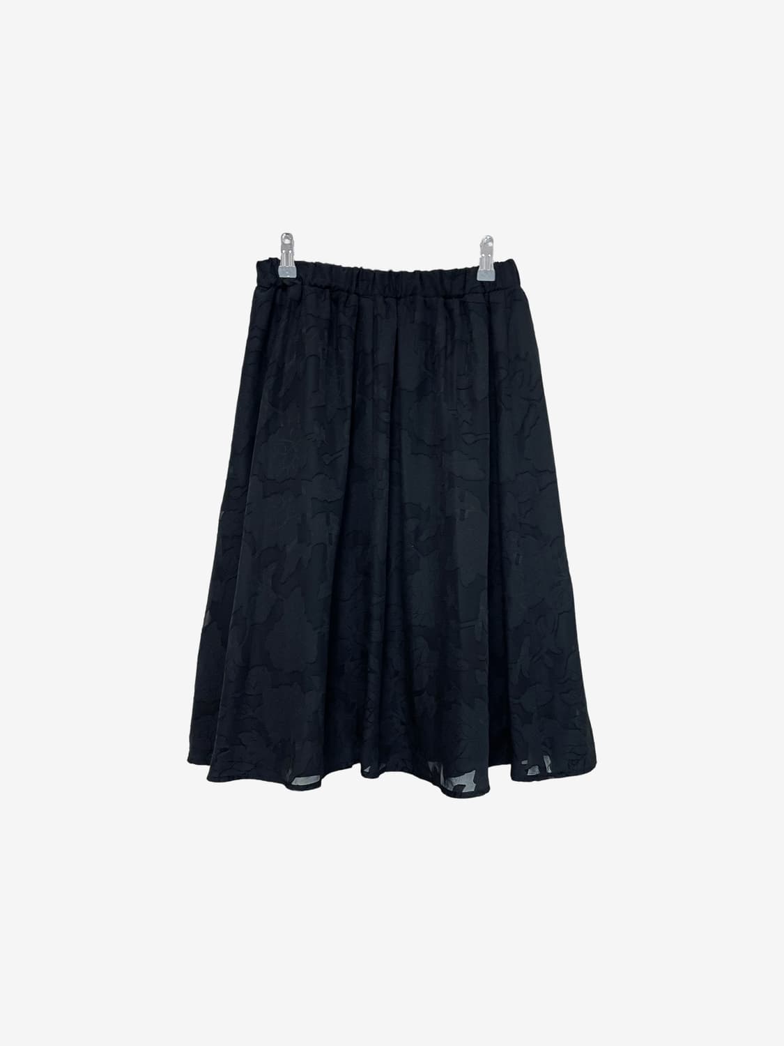 Floral Sheer Midi Skirt - Black 상품이미지7