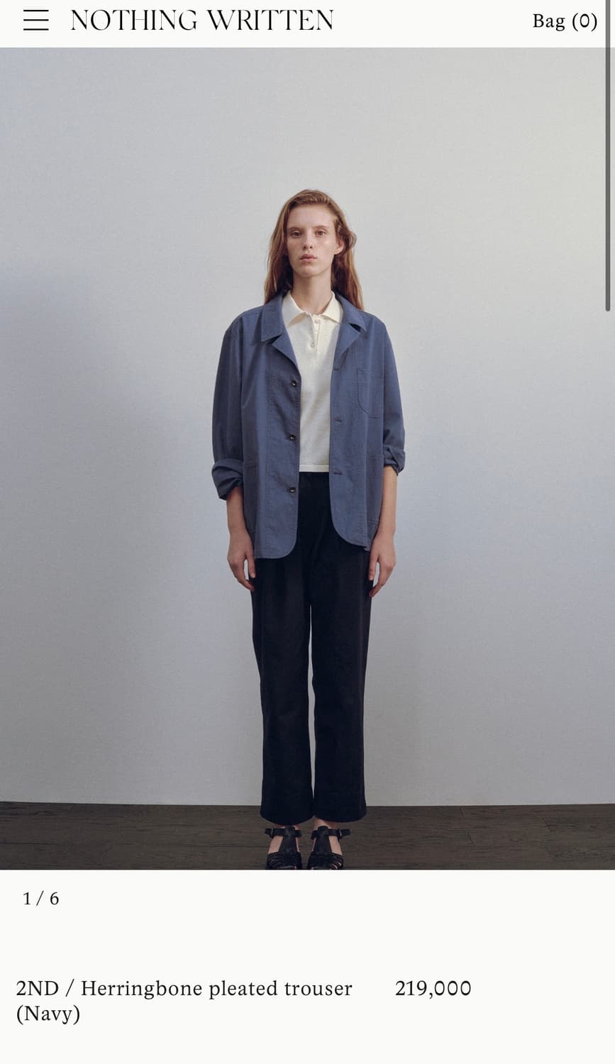 낫띵리튼 해링본 트라우저 네이비 M 상품이미지1