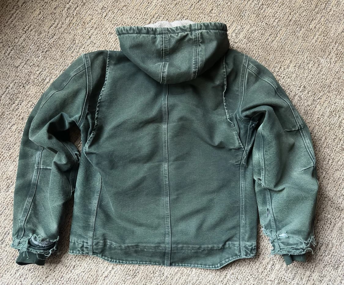 칼하트 J130 플리스 워크 후드집업 자켓 그린 M 상품이미지3