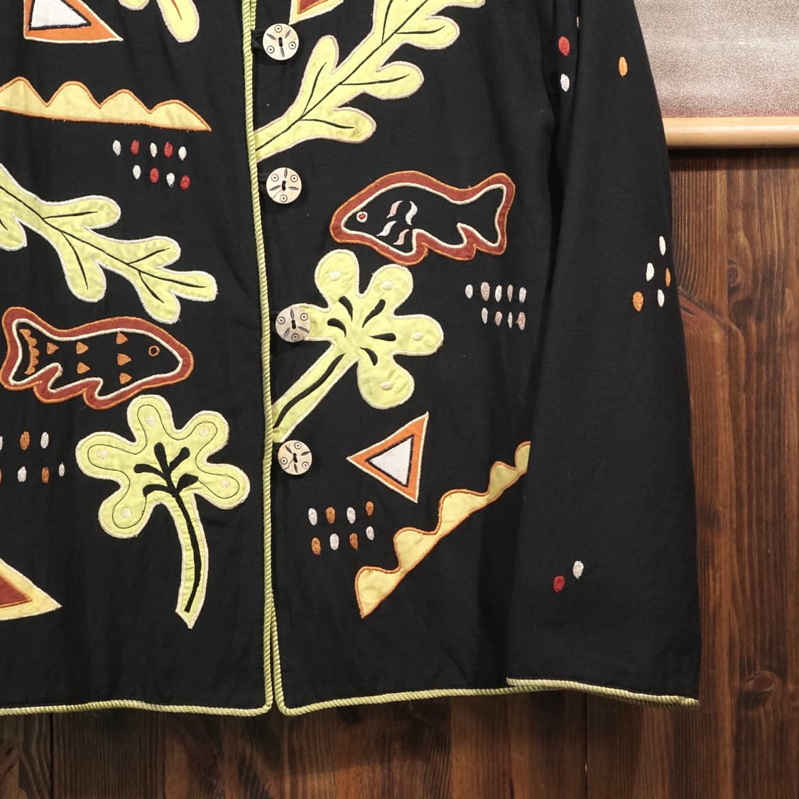 1990s 아플리케 핸드메이드 자수 자켓 상품이미지3