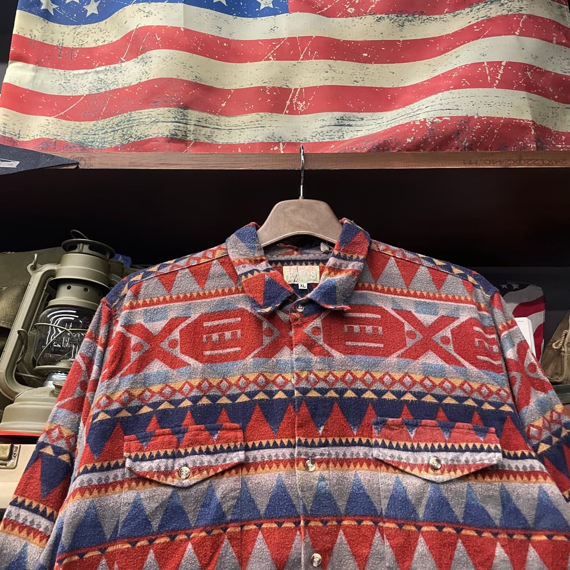 80s 익스프레스 라이더 블랭킷 나바호 패턴 포켓 플란넬 셔츠 N208 상품이미지3
