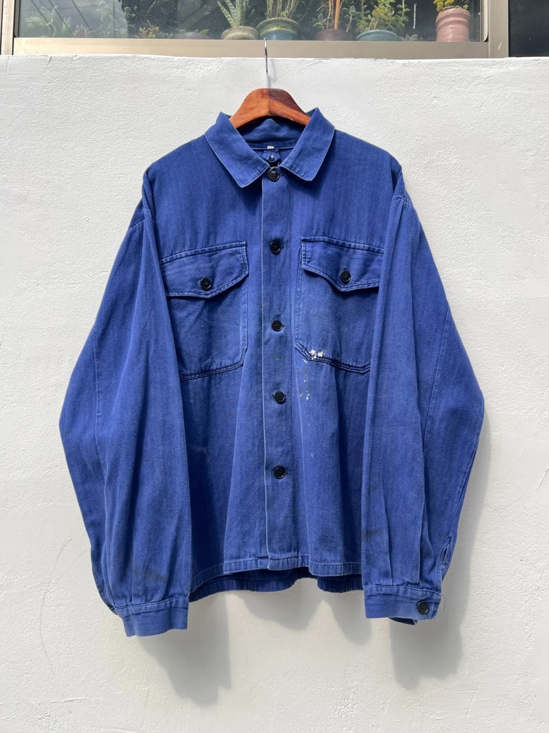 [XL]90's 빈티지 페인팅 HBT 프렌치 워크 자켓 상품이미지1