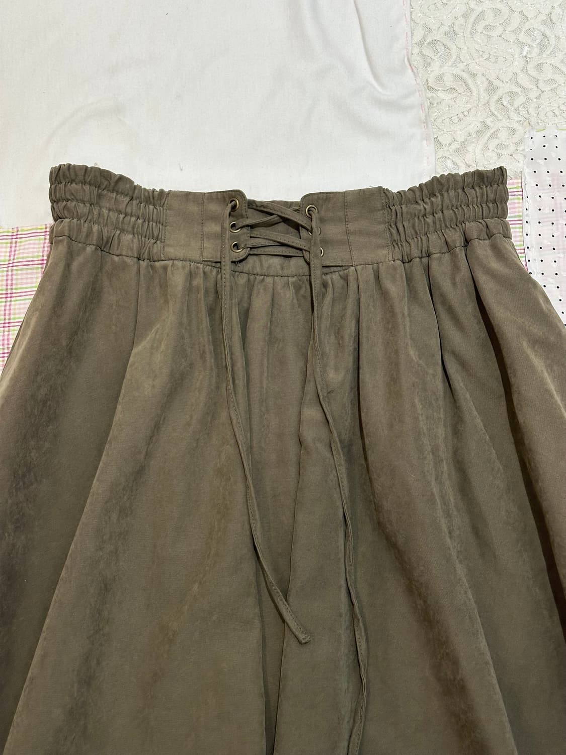 코르셋 카키 스커트 상품이미지5