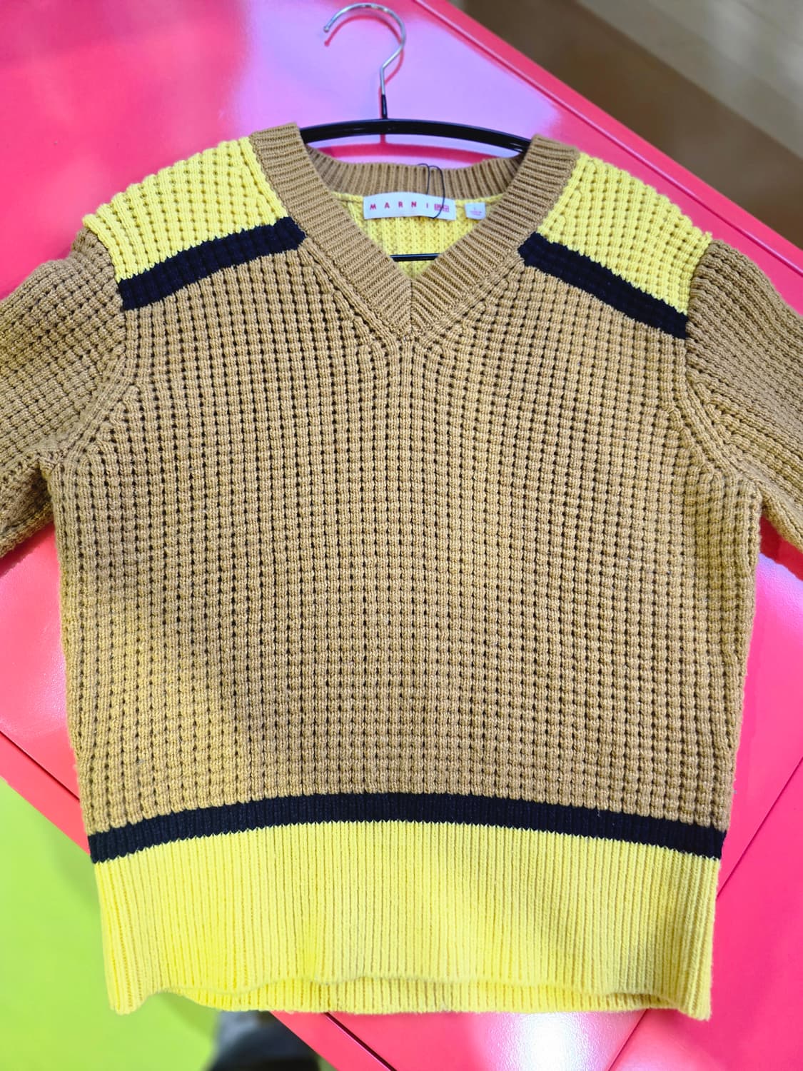 마르니 유니클로 V넥 니트 브라운 옐로우 상품이미지7