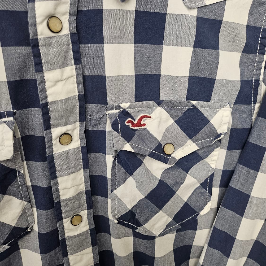 홀리스터 네이비 체크 버튼 셔츠 상품이미지3