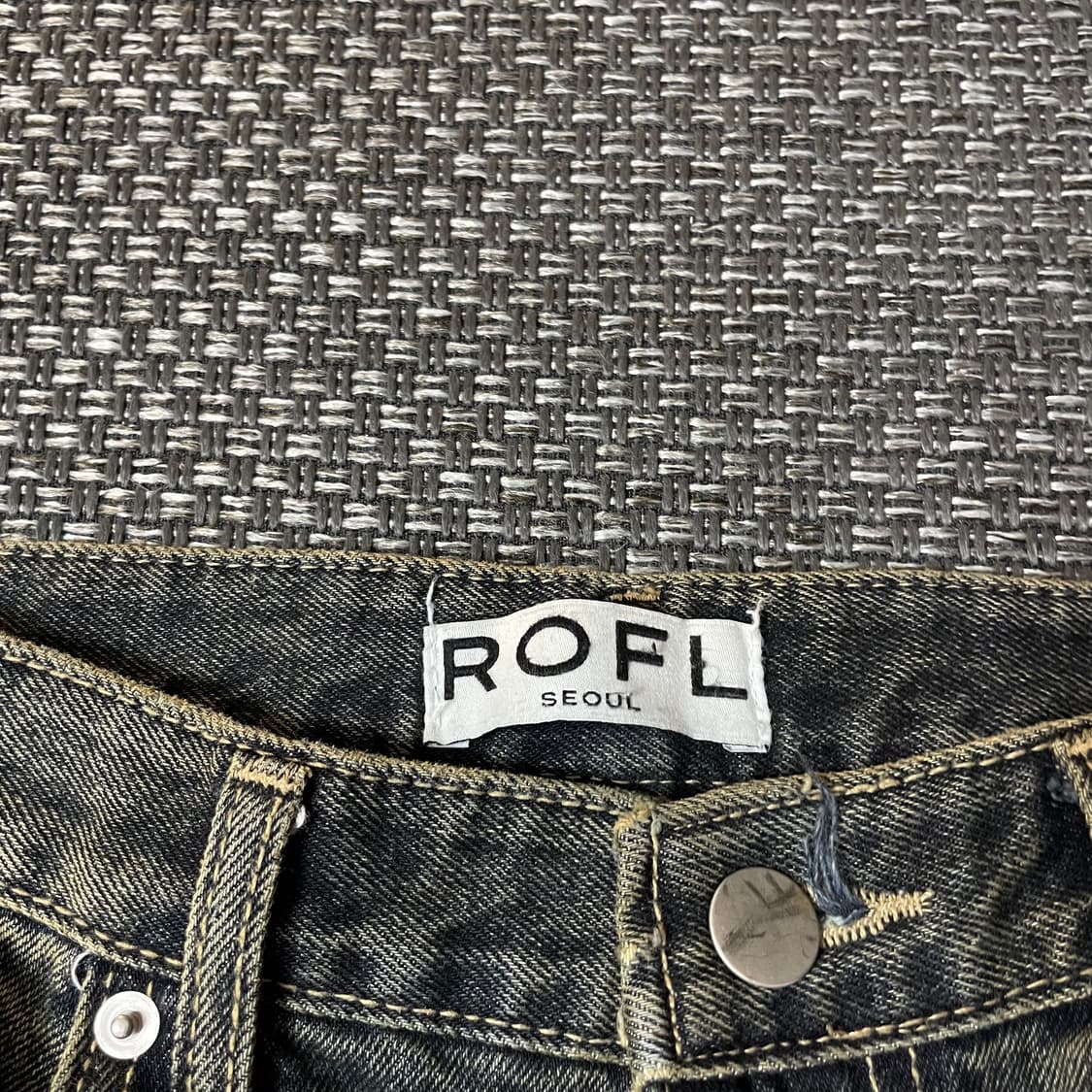 (30) ROFL 흑청 샌드 워싱 와이드 데님 팬츠 L 상품이미지4