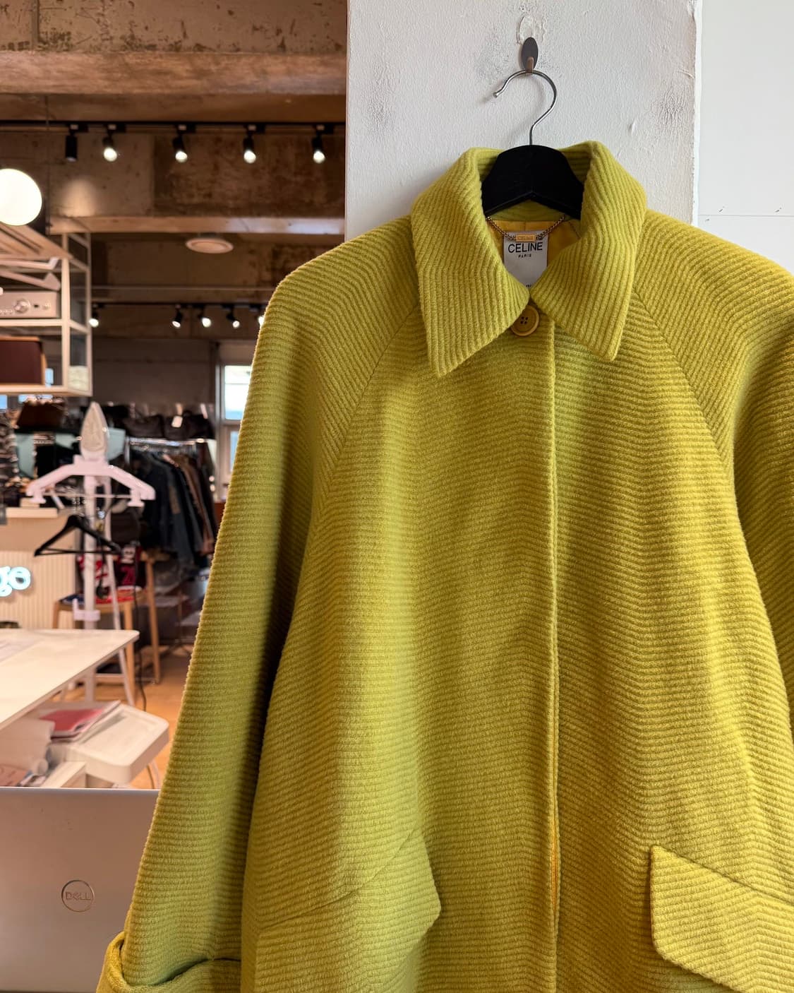 셀린느 옐로우 모헤어혼방 카라넥 코트  상품이미지4