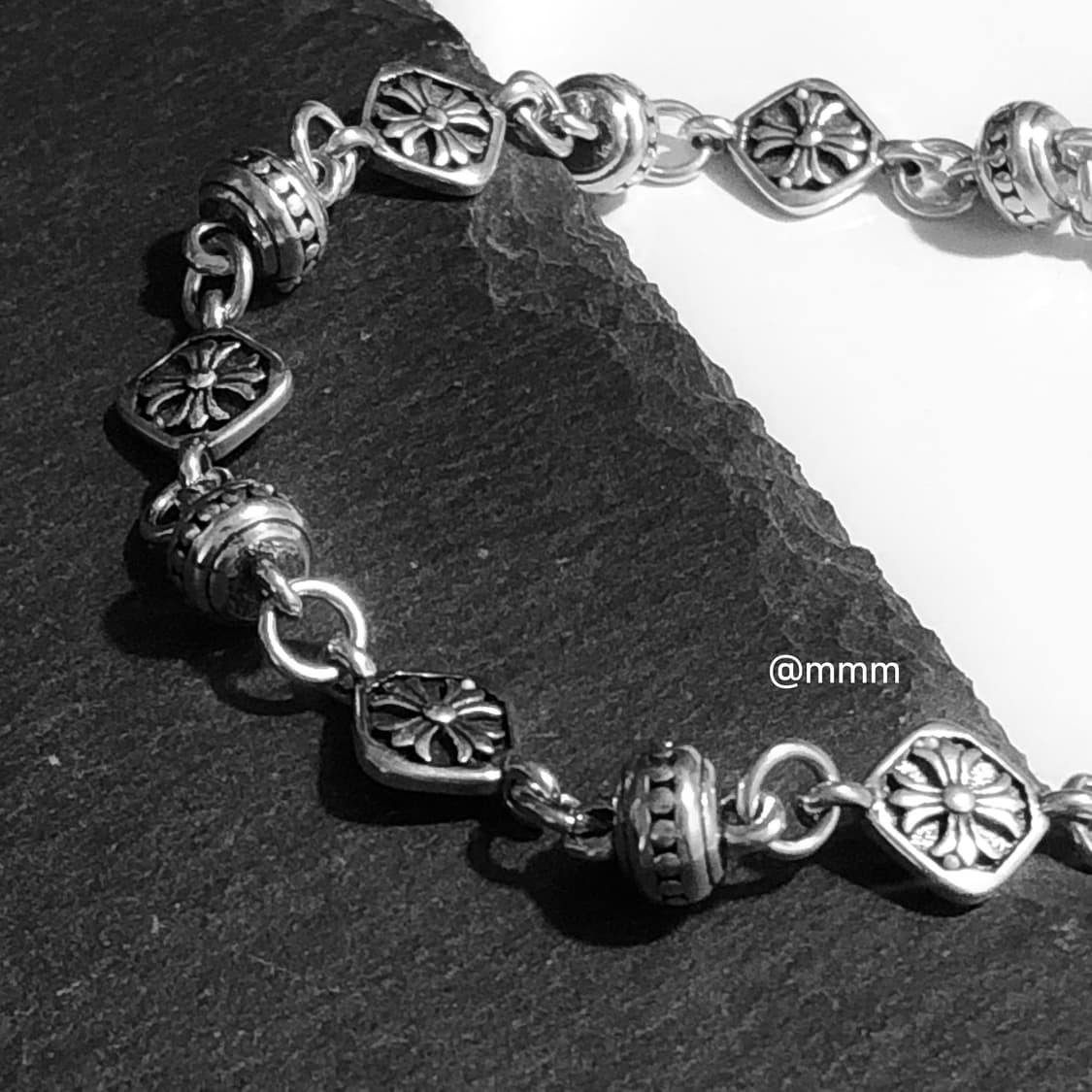 (Unisex) 크로스 크롬 체인 팔찌 상품이미지3