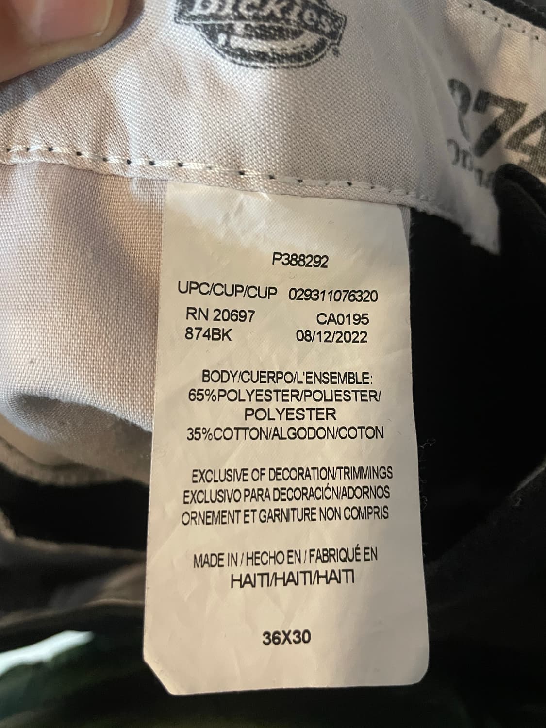 디키즈 오리지날 874 36x30 상품이미지8