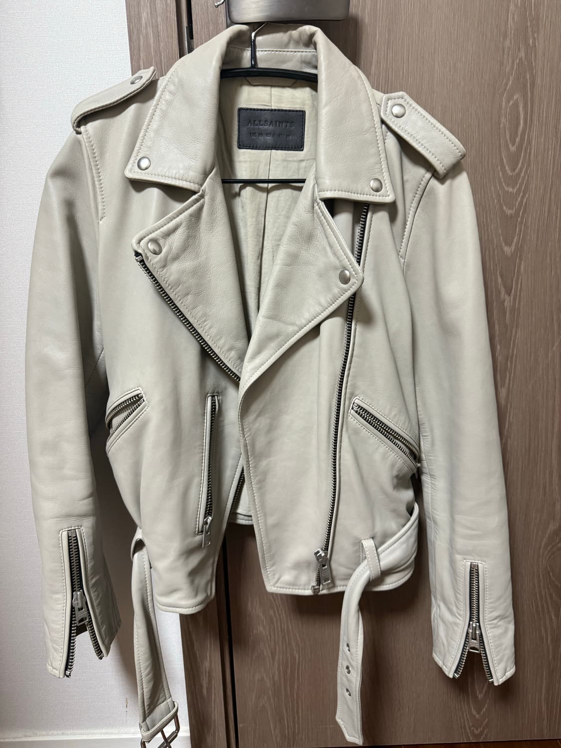 올세인츠 가죽 라이트 그레이 자켓 상품이미지1