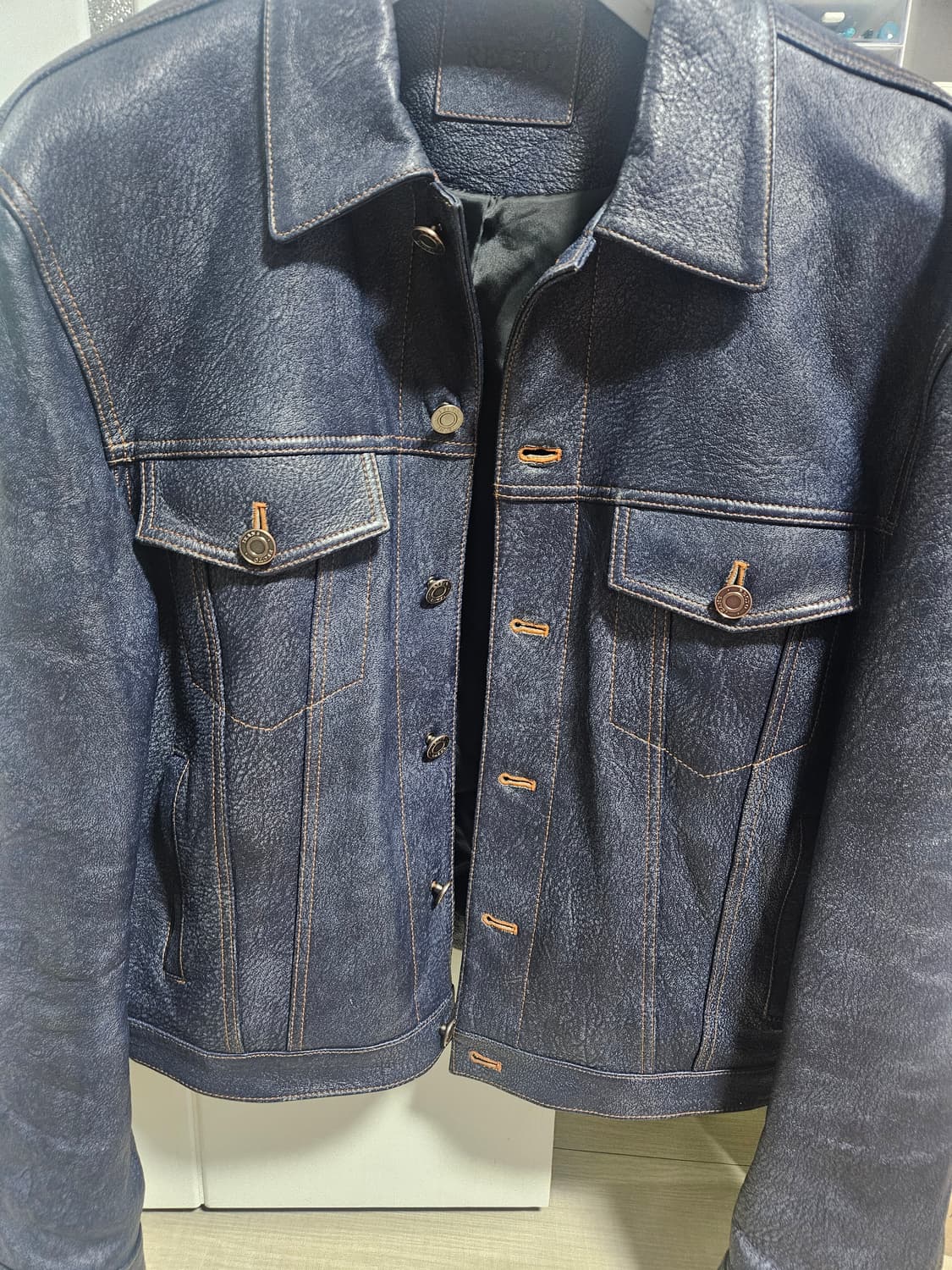 렉토 24fw 빈티지이펙트 데님레더 L사이즈 상품이미지2