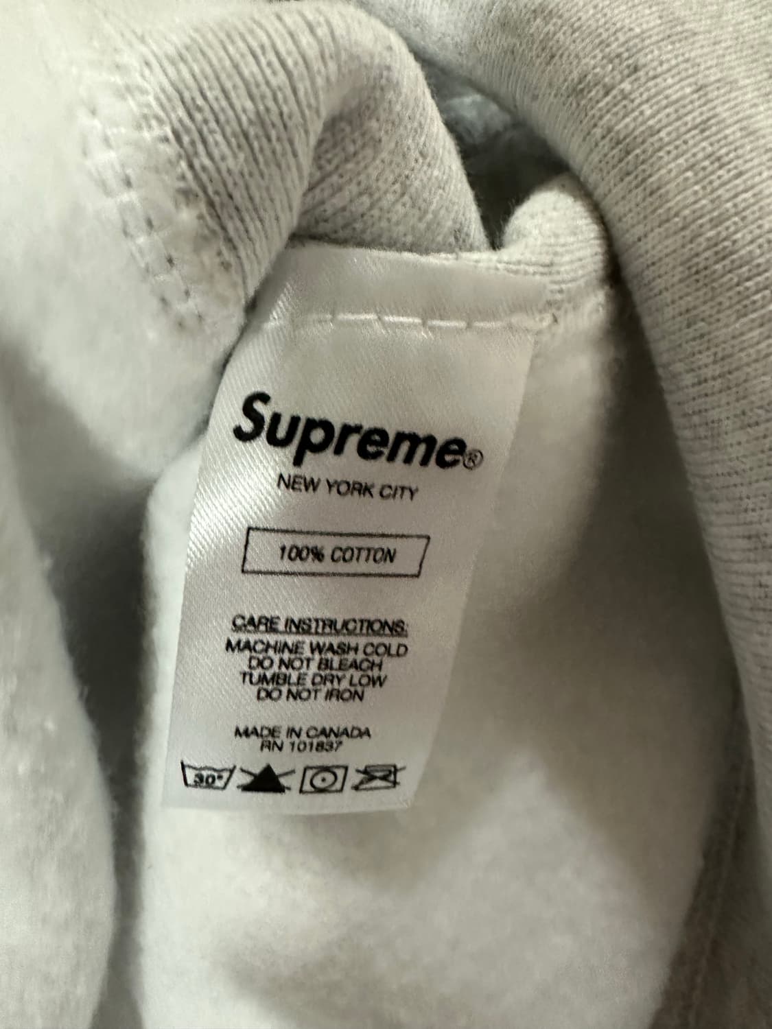 18FW 슈프림 박스로고 맨투맨 애쉬 그레이 M사이즈 상품이미지4