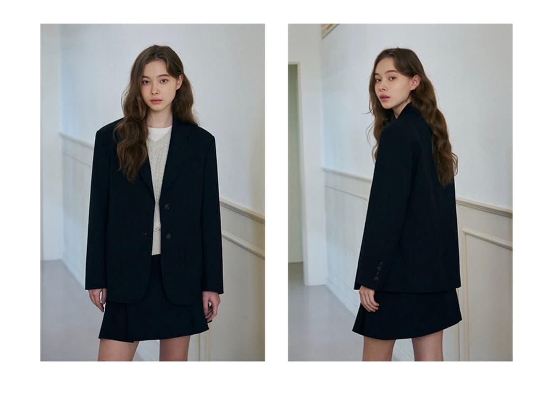 (새상품)(M) 드로우핏 우먼 2버튼 오버핏 싱글 블레이저 [BLACK] 상품이미지6