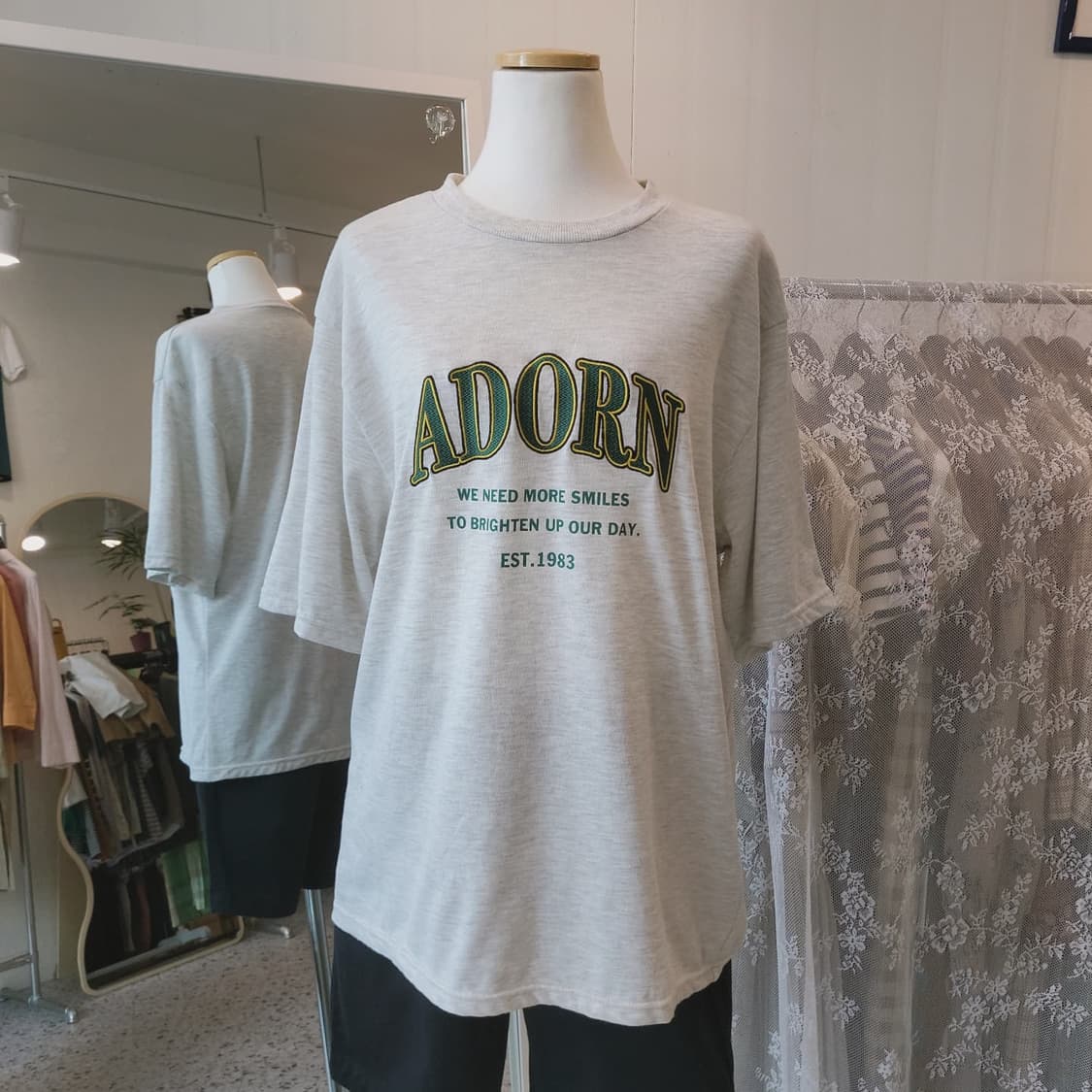 Adorn 멜란지그레이 오버핏 반팔티 상품이미지3