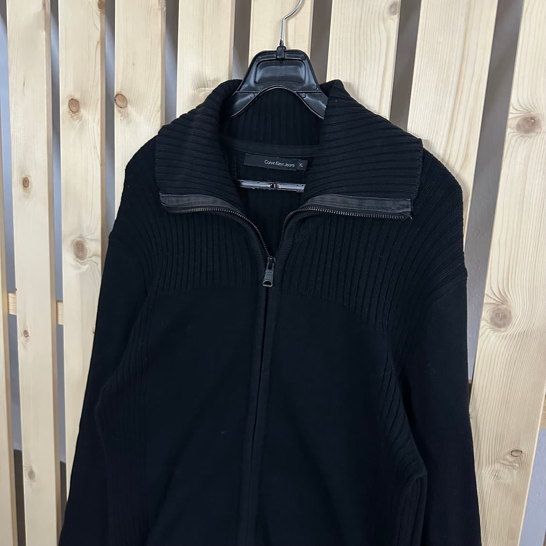 (L) 캘빈클라인 블랙 니트 집업 상품이미지4
