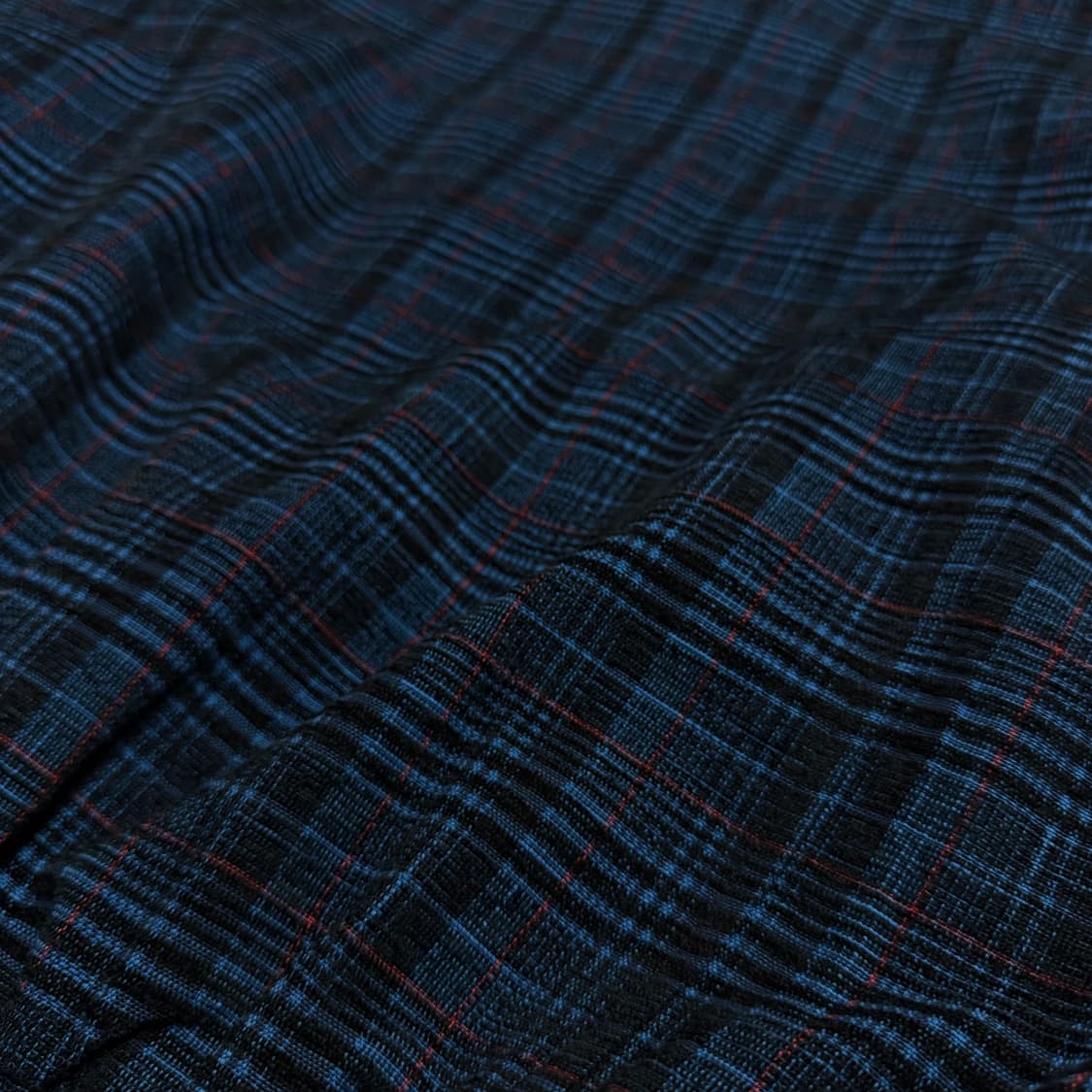 저널스탠다드 다크네이비 체크패턴 코튼 아크릴 혼방 집업 블루종 자켓 상품이미지4