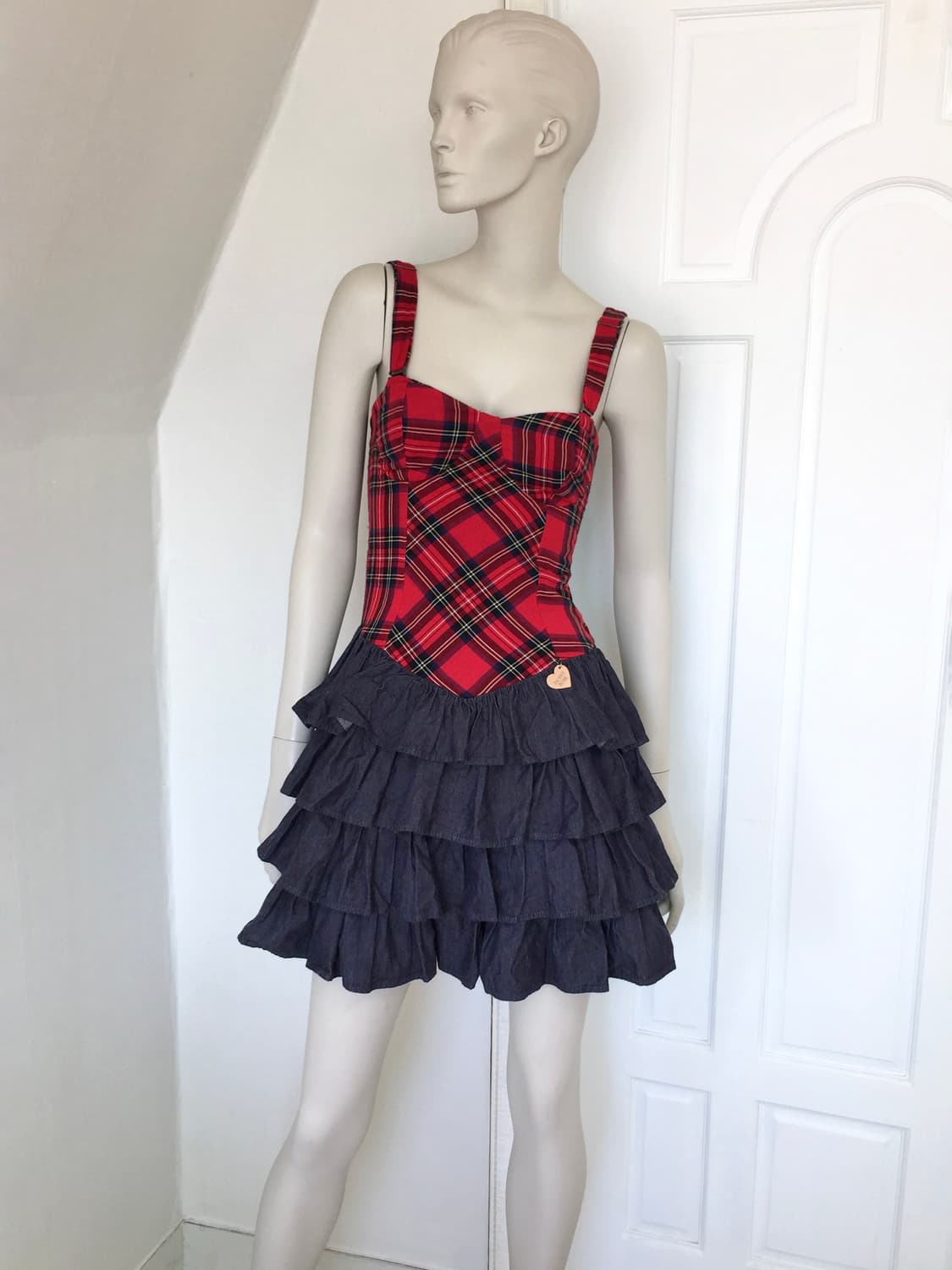 Italy Made  Tartan Plaid  Ruffle  Dress 상품이미지2