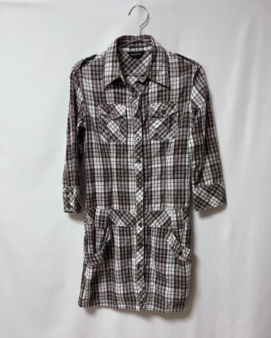 glitter plaid shirts onepiece 상품이미지3