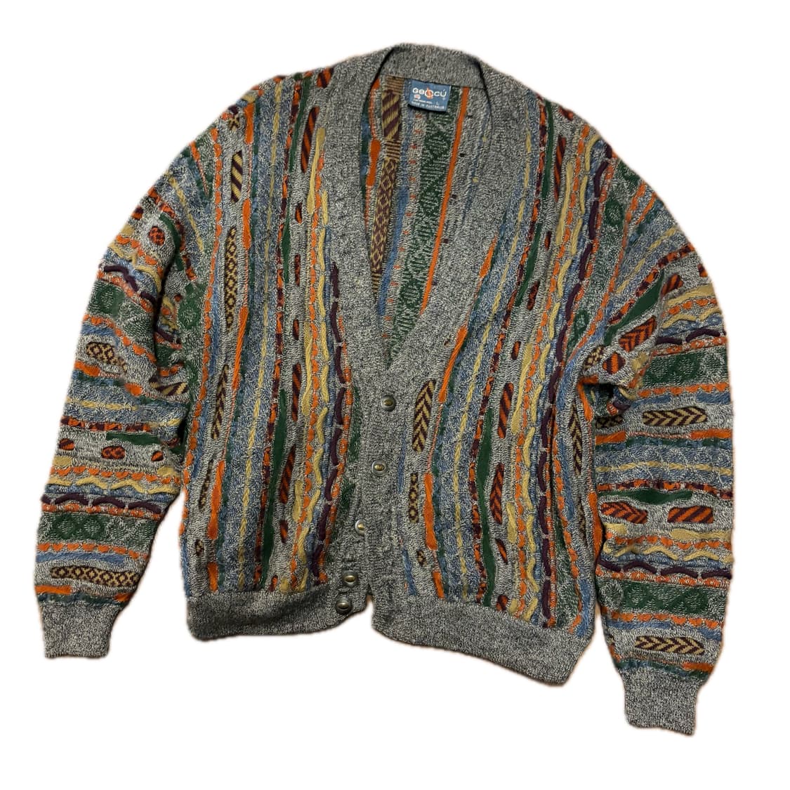 GEOCU WOOL GREY CABLE KNIT CARDIGAN 상품이미지1