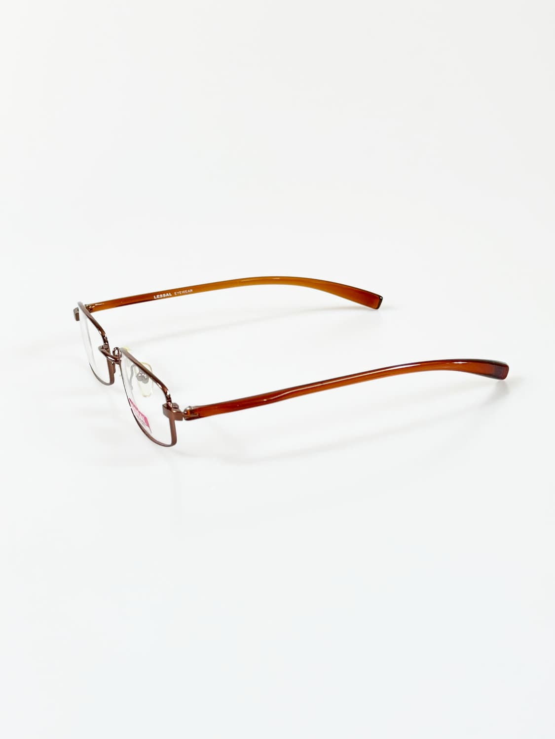 90s LESSAL 브라운 메탈 슬림 스퀘어 빈티지 안경 상품이미지3