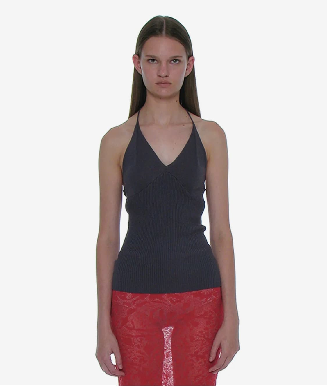 파르티멘토 멀티웨어 타이넥 슬리브리스 탑 차콜 상품이미지1