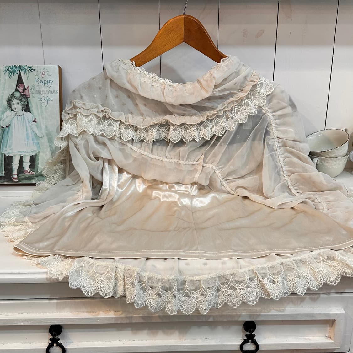 axes femme(엑시즈 팜므) 아이보리 골드도트 쉬폰 캉캉 레이스 스 상품이미지3