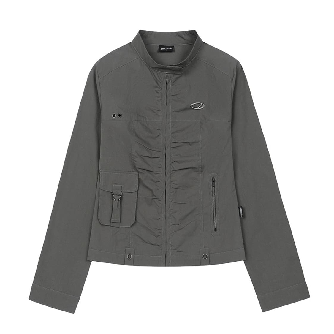 시그니처 셔링 코튼 바이커 자켓- CHARCOAL 상품이미지2