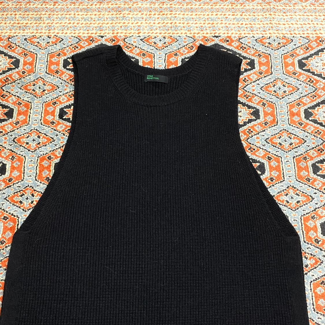 베네통 블랙 니트 나시 트임 원피스 여성FREE 상품이미지2