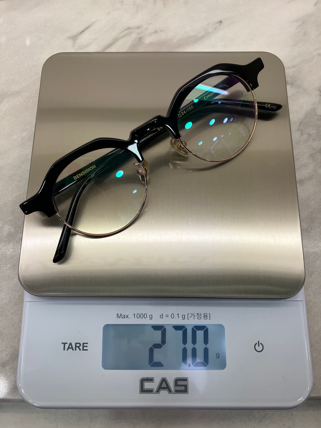 B35 밴시몽 BENSIMON 블랙골드 라운드 볼드 하금테 안경(27g) 상품이미지9